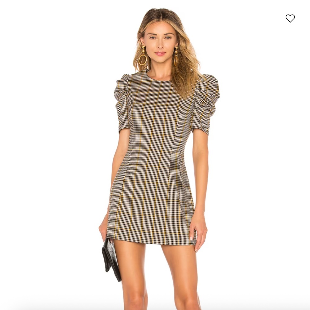 Amanda Uprichard Puff-Sleeve Plaid Dress Size S